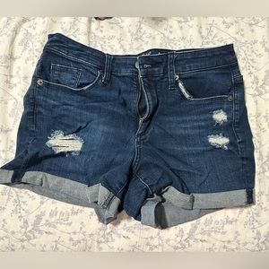 High rise midi Jean shorts